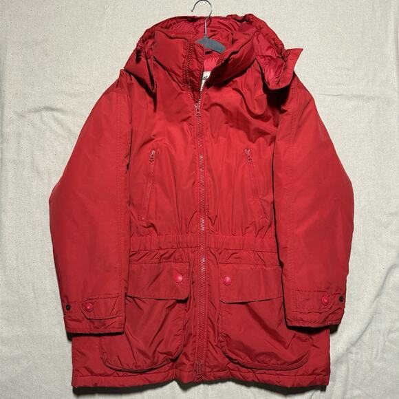 Eddie Bauer Jackets & Blazers - EDDIE BAUER White Tag 90s Down Jacket Women’s Large Red Removable Hood Parka